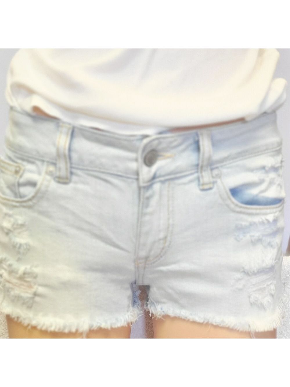 American Eagle Light Blue Denim Shorts Size 0